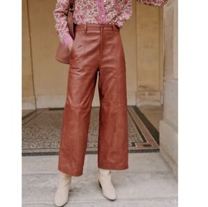 Sezane Damiano Pants in Cinnamon Brown 100% Leather Sz. 36 / US 4 / S or M
